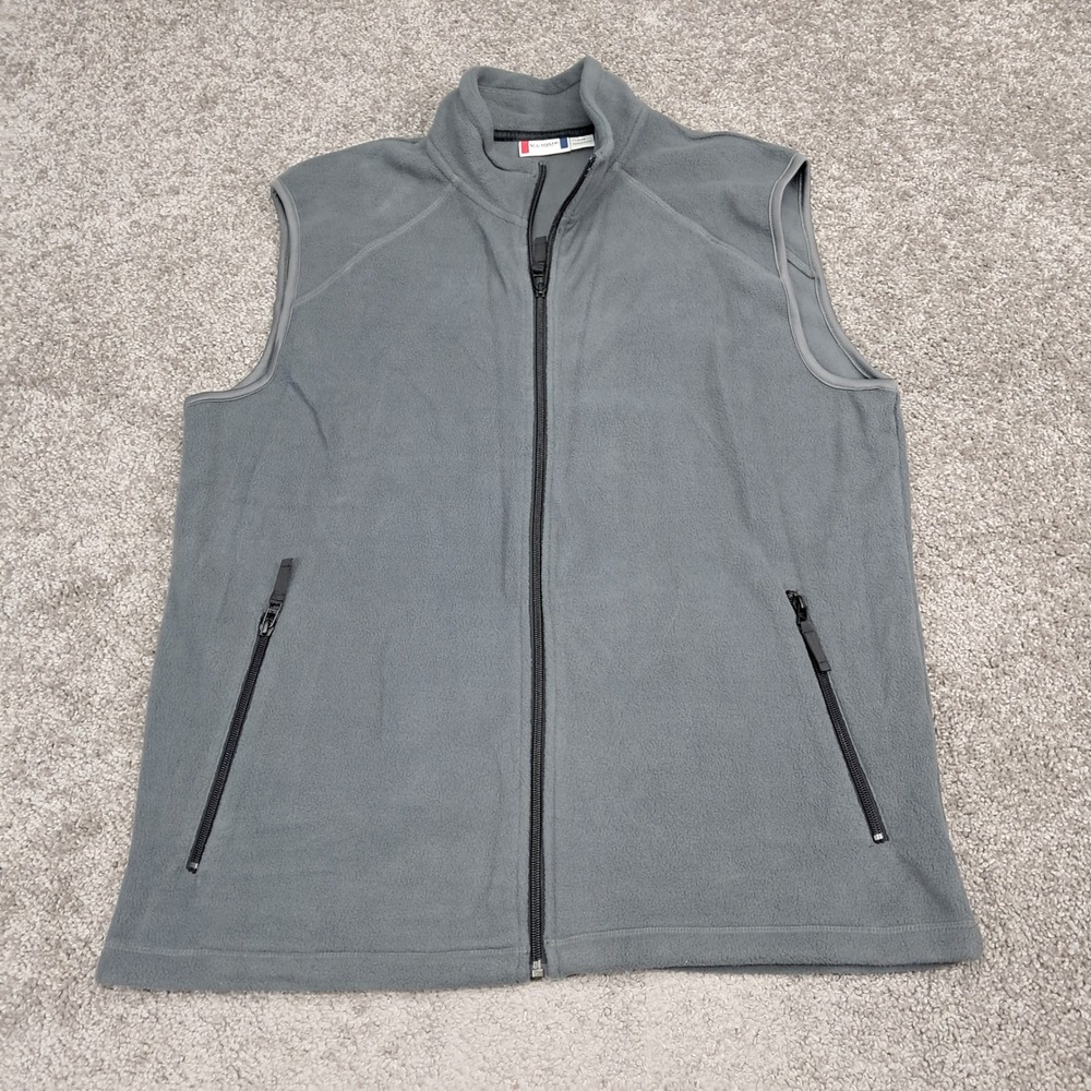 Clique‎ Mens Gray Full Zip Fleece Vest Mock Neck Large L/G L07400